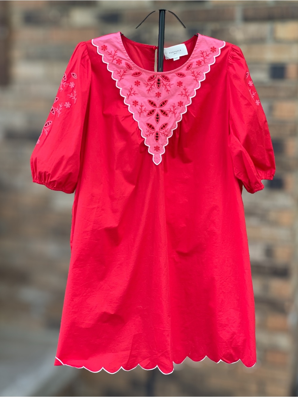 Pomander Place Georgie Embroidered Mini Dress Red Pink XXL